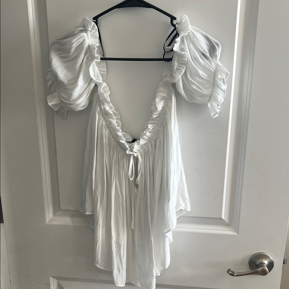 Forever 21 White Ruffled Off-Shoulder Top